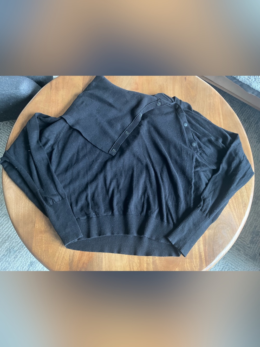 All Saints Black Button-Shoulder Knit Sweater